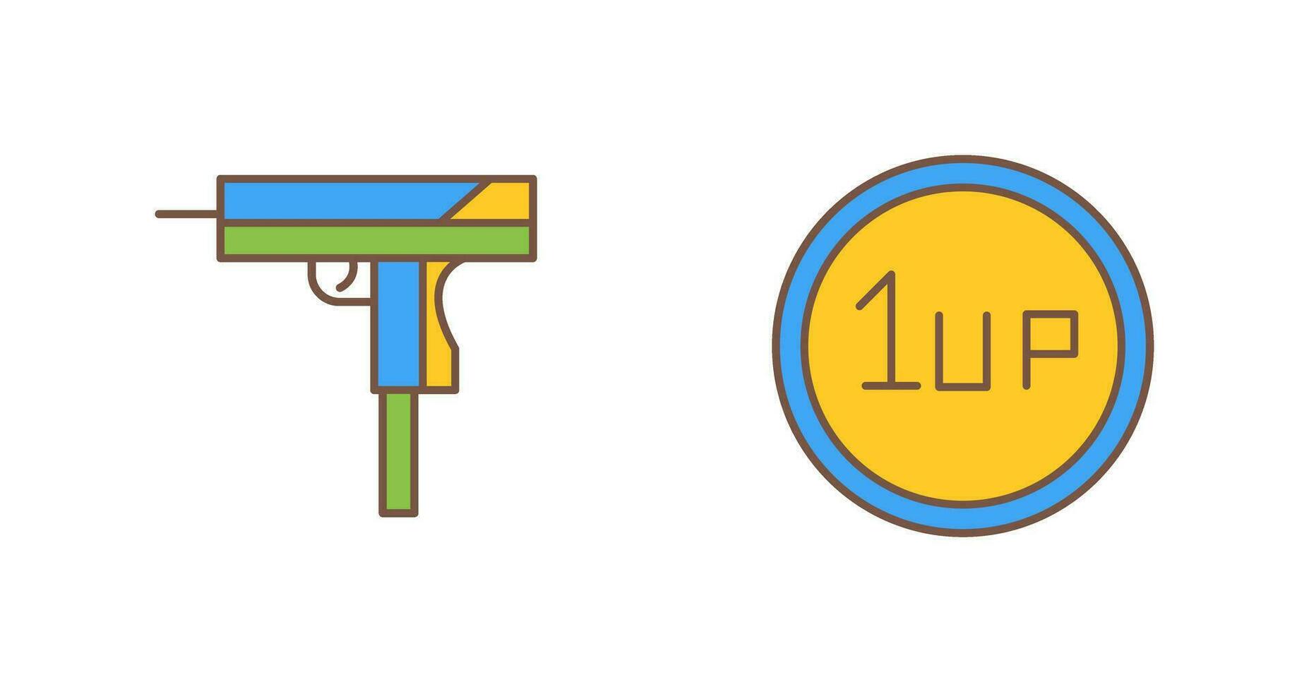 Gun and 1UP Icon vector