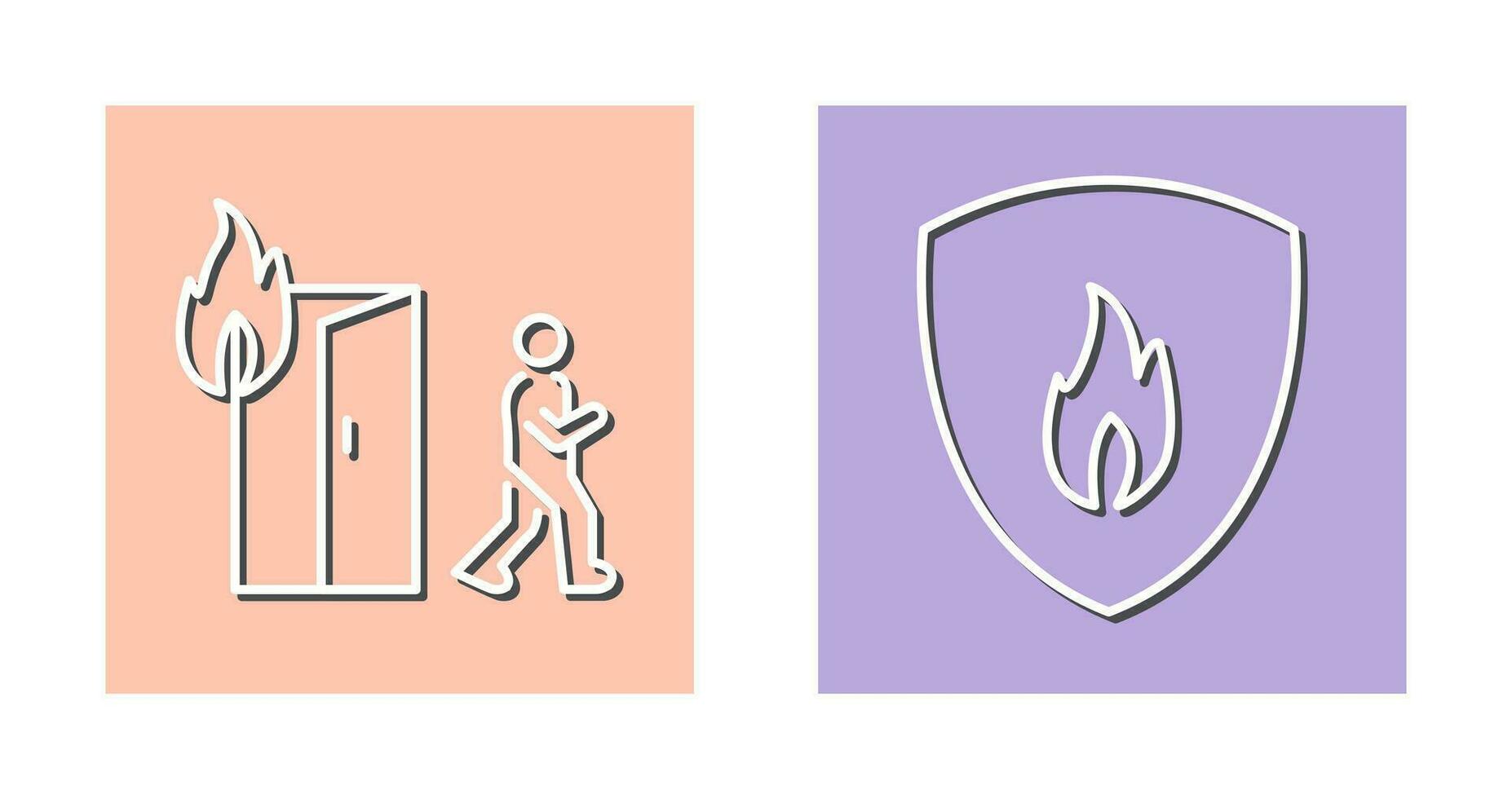 running from fire and fire shield  Icon vector