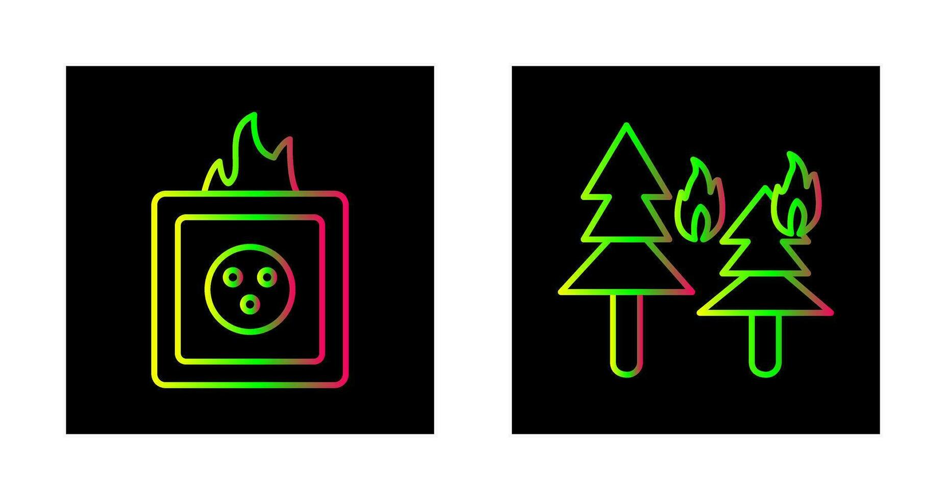 fire in forest and fire in socket Icon vector