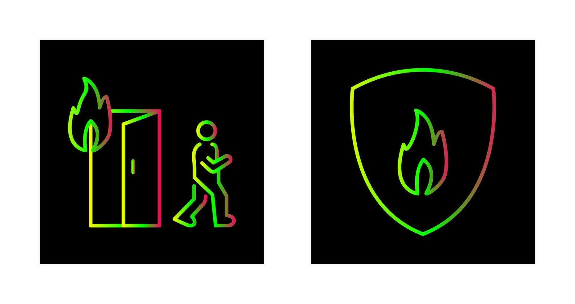 running from fire and fire shield  Icon vector
