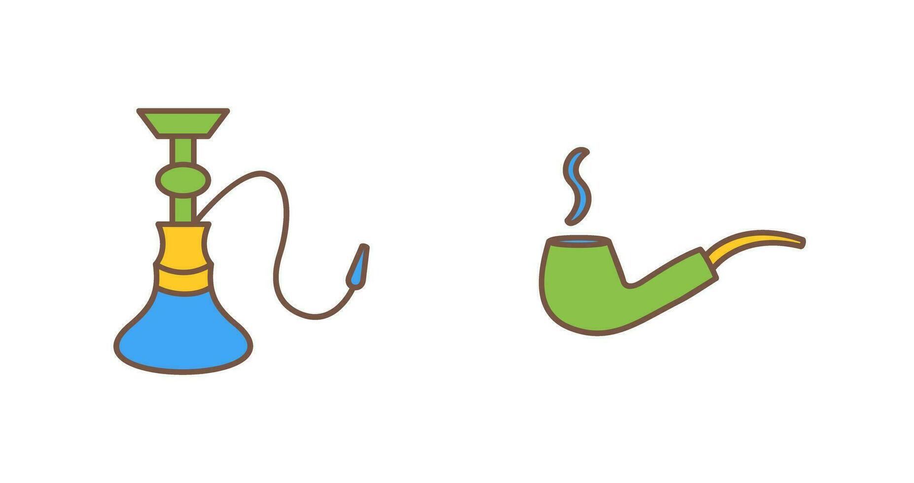 hookah and lit smoking pipe  Icon vector