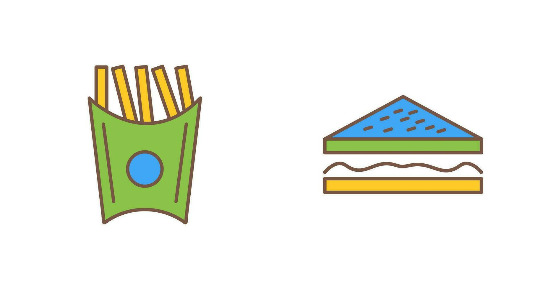 french fries and sandwich  Icon vector