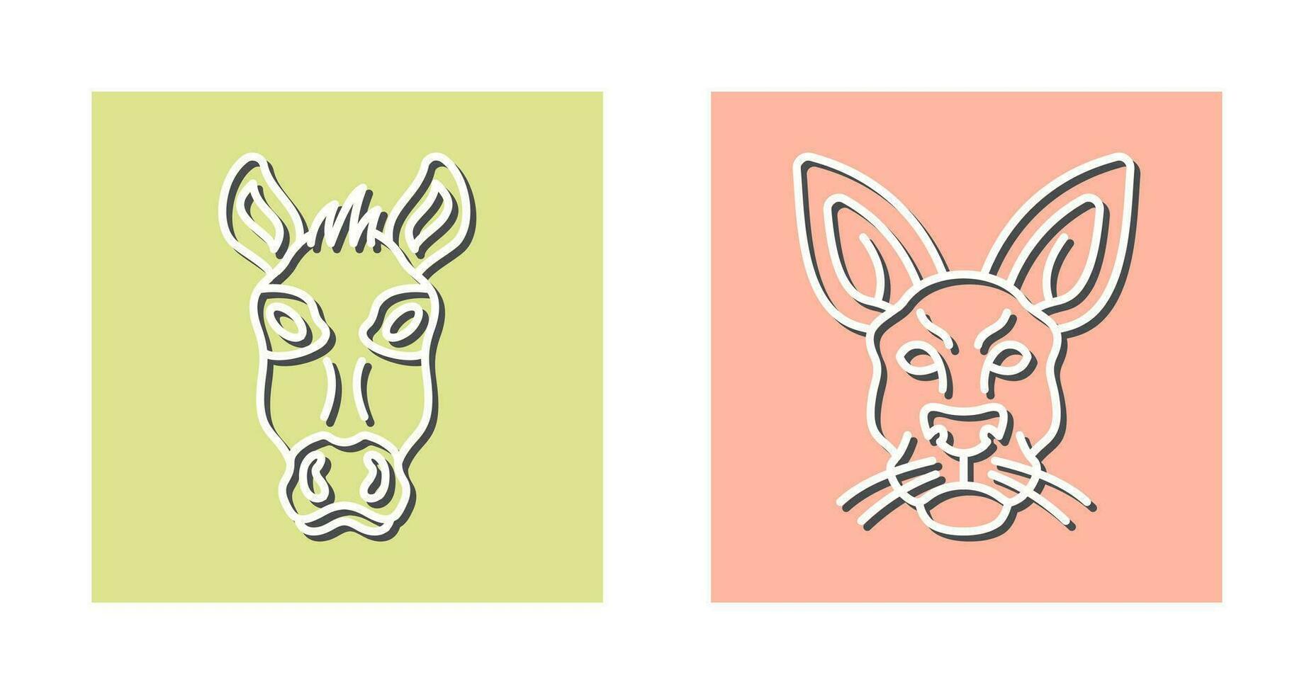 Donkey and Kangaroo Icon vector