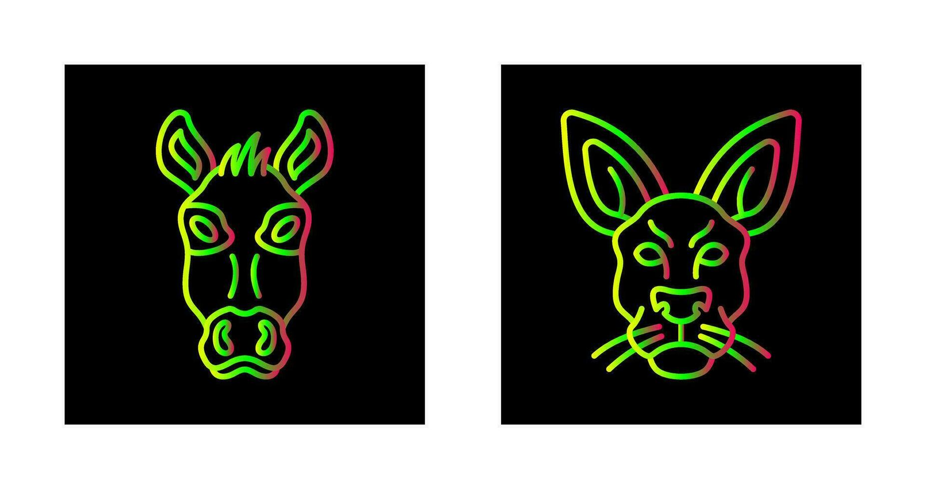 Donkey and Kangaroo Icon vector
