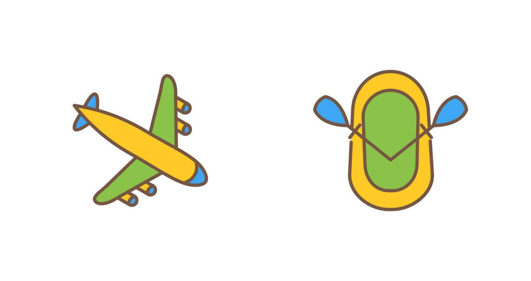 Landing Airplane and Dinghy Icon vector