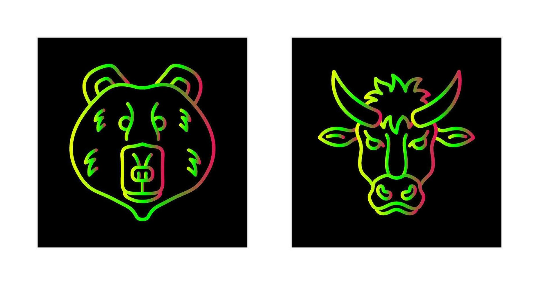 polar oso y bisonte icono vector