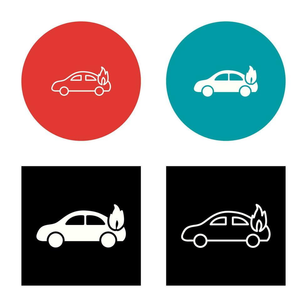 coche único en icono de vector de fuego