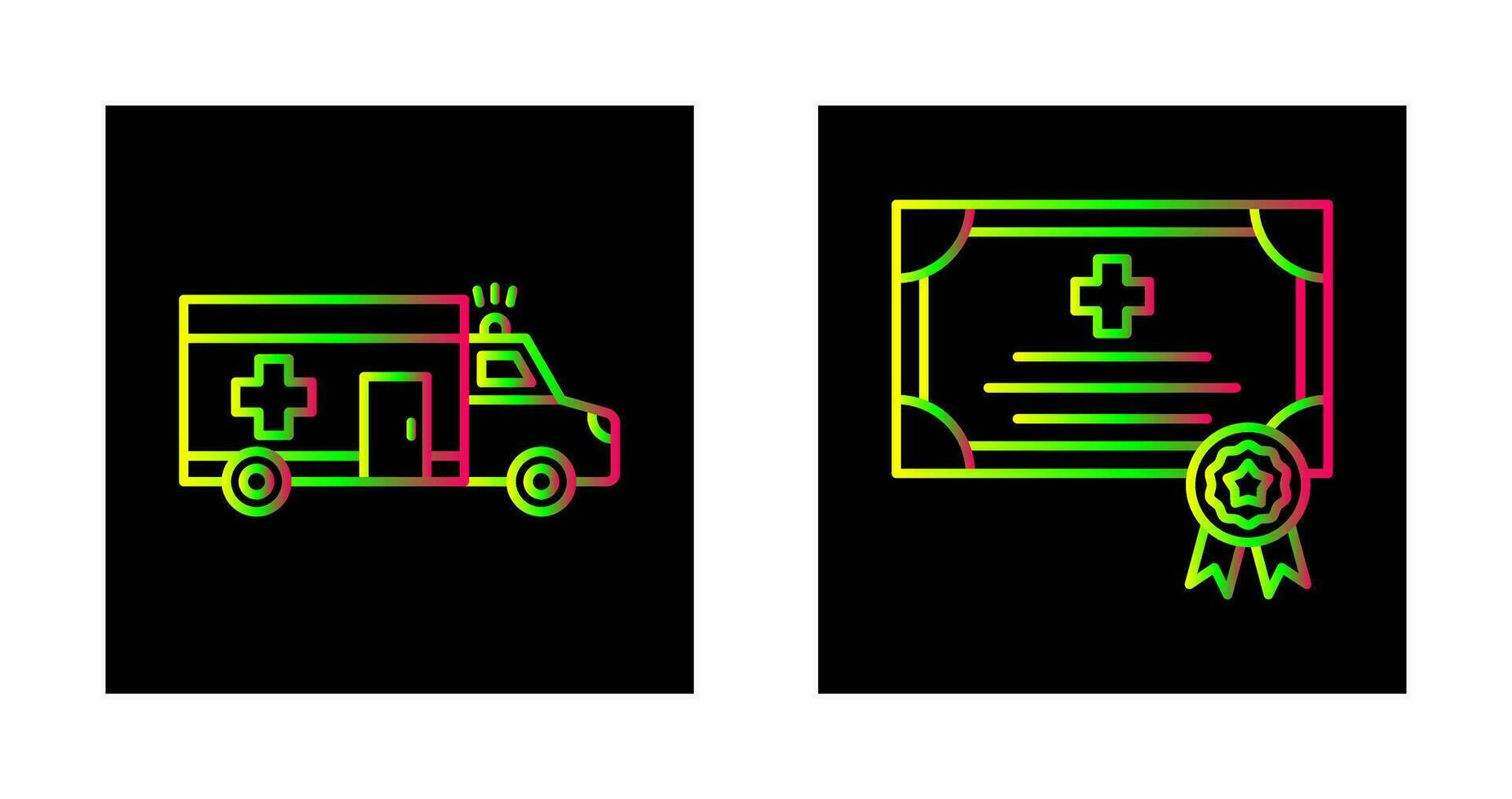 ambulancia y certificado icono vector