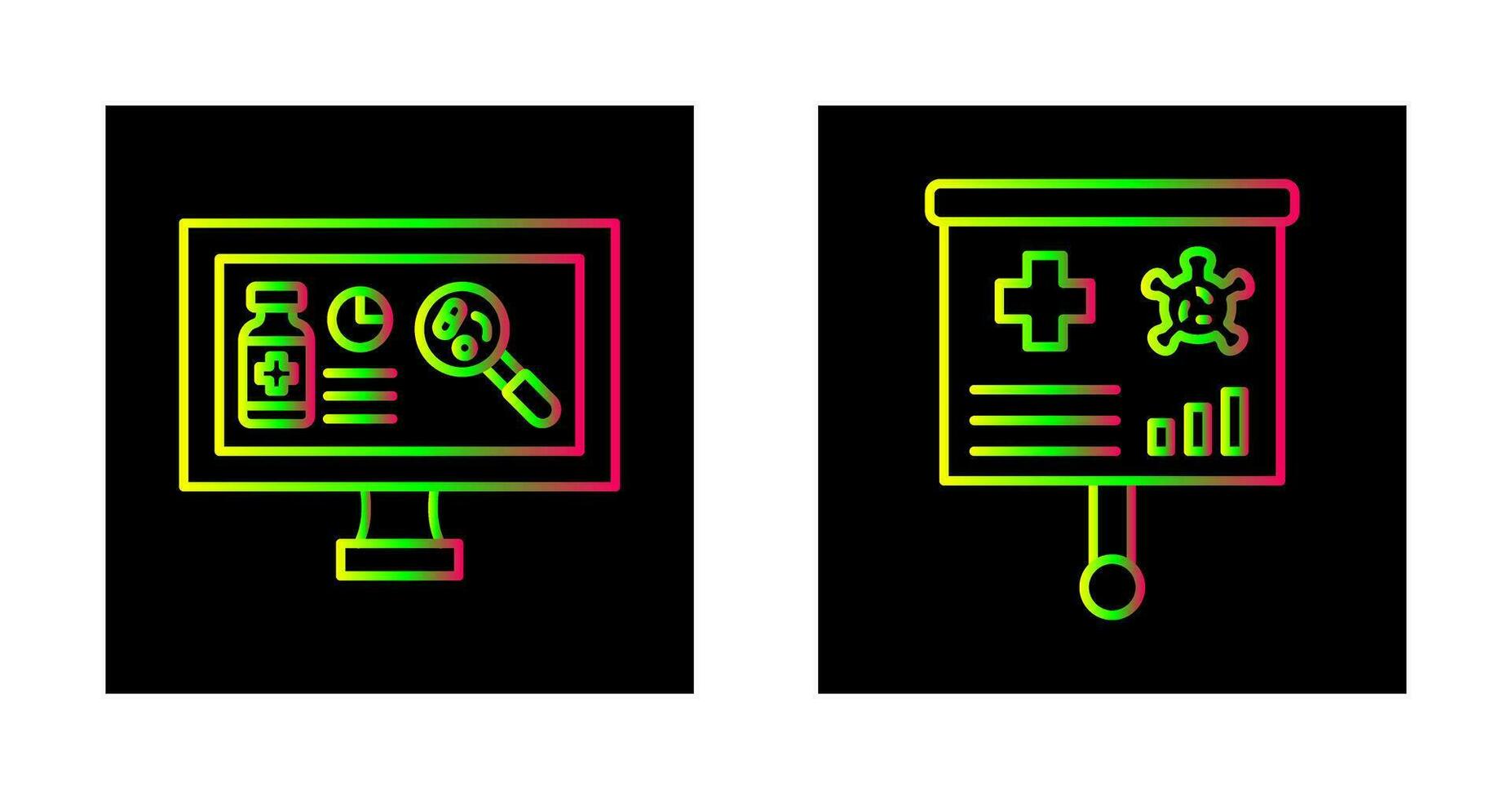 investigación y presentación icono vector