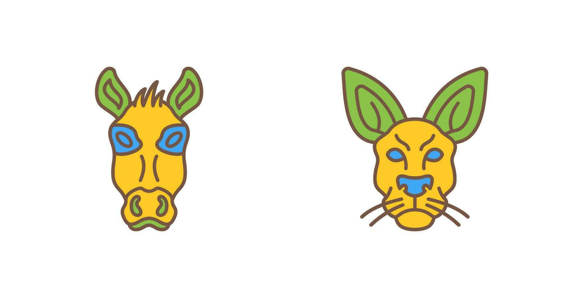 Donkey and Kangaroo Icon vector