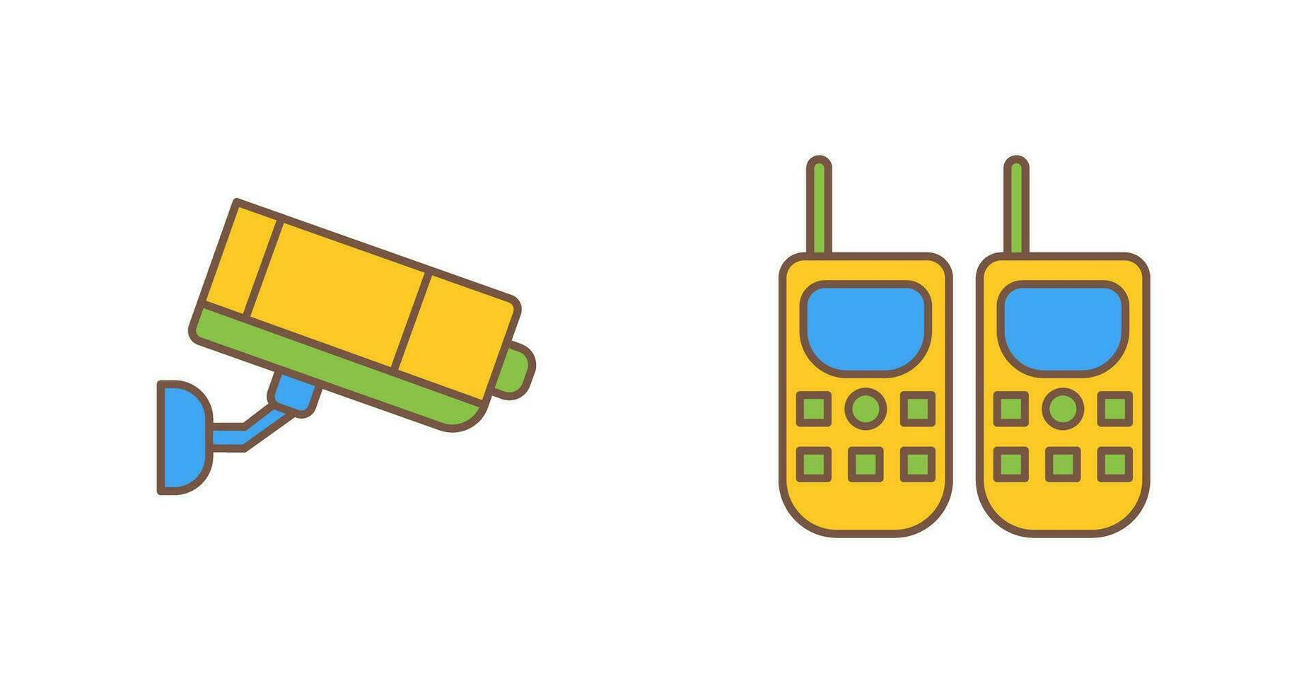 CCTV Camera and Walkie Talkie Icon vector