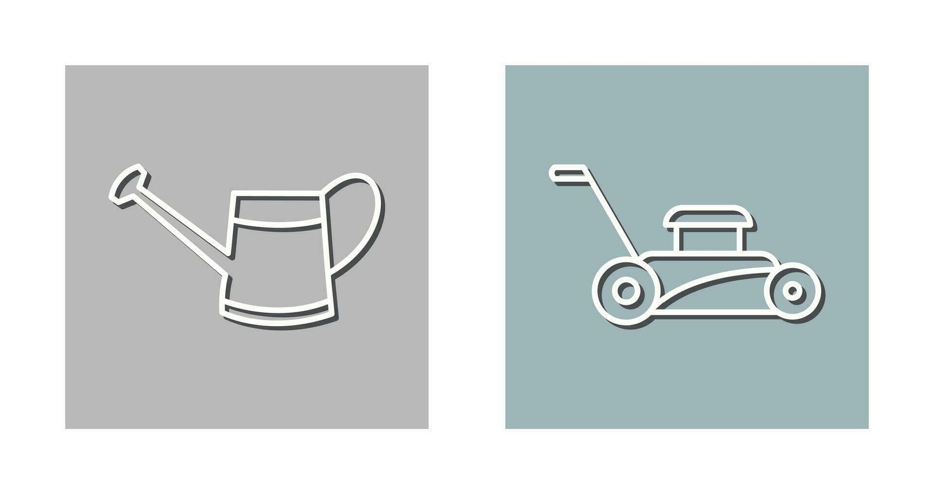 Watering tool and Lawn Mower Icon vector