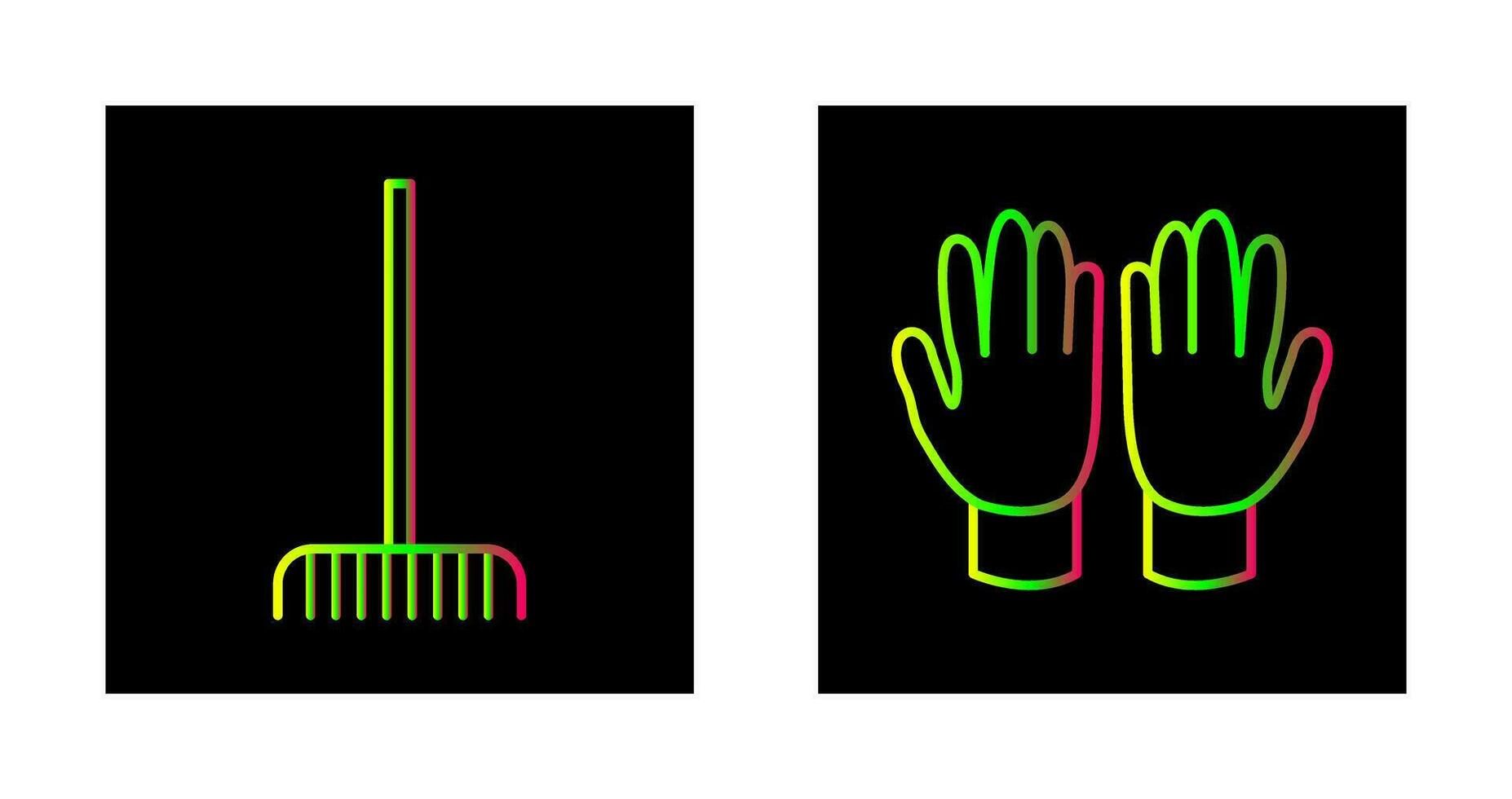 Fork picking Leaves and Gardening Gloves Icon vector