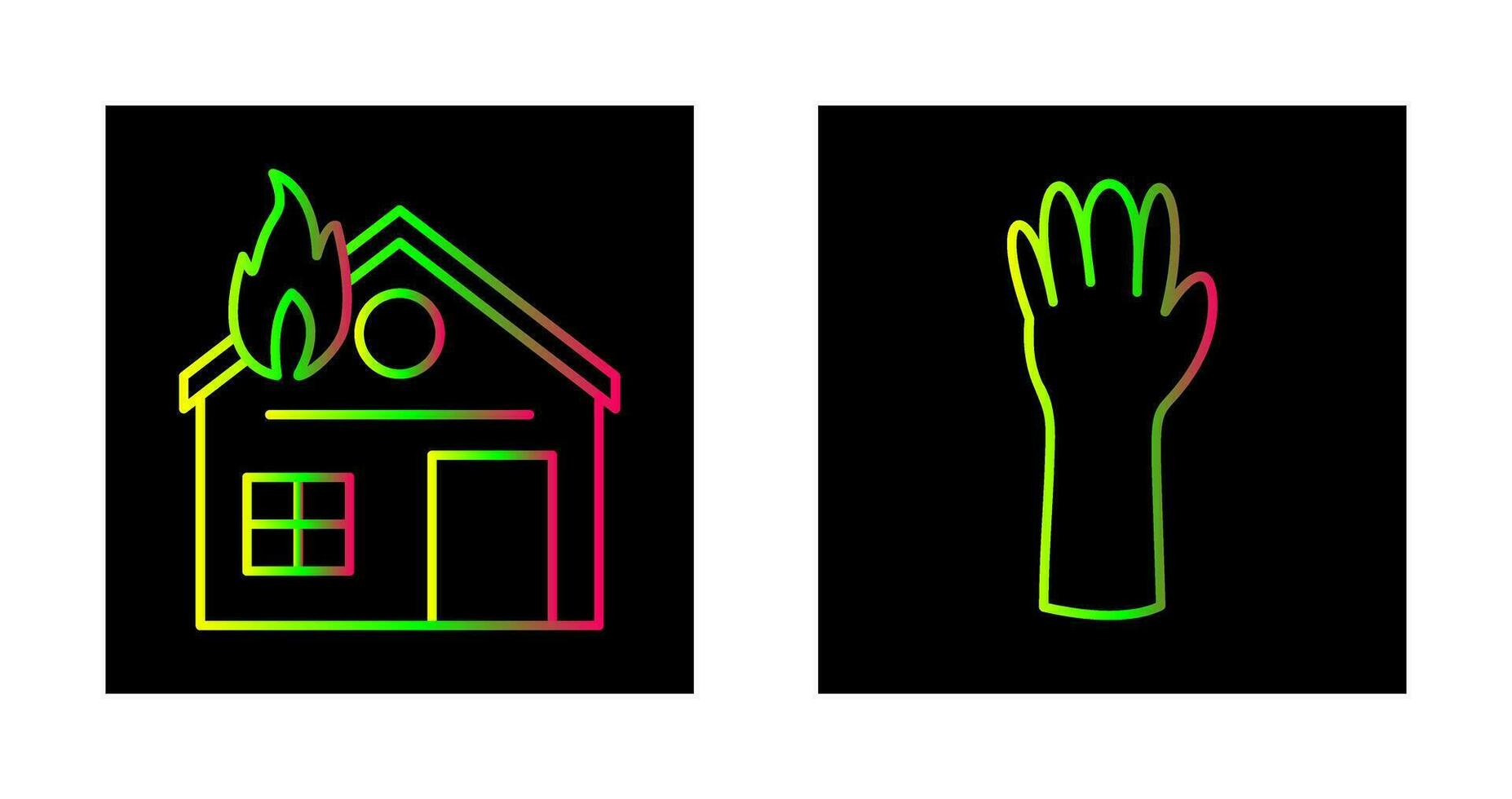 house on fire and gloves Icon vector