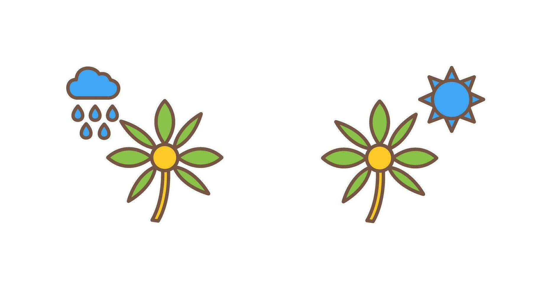 Flower with rain and Flower  Icon vector