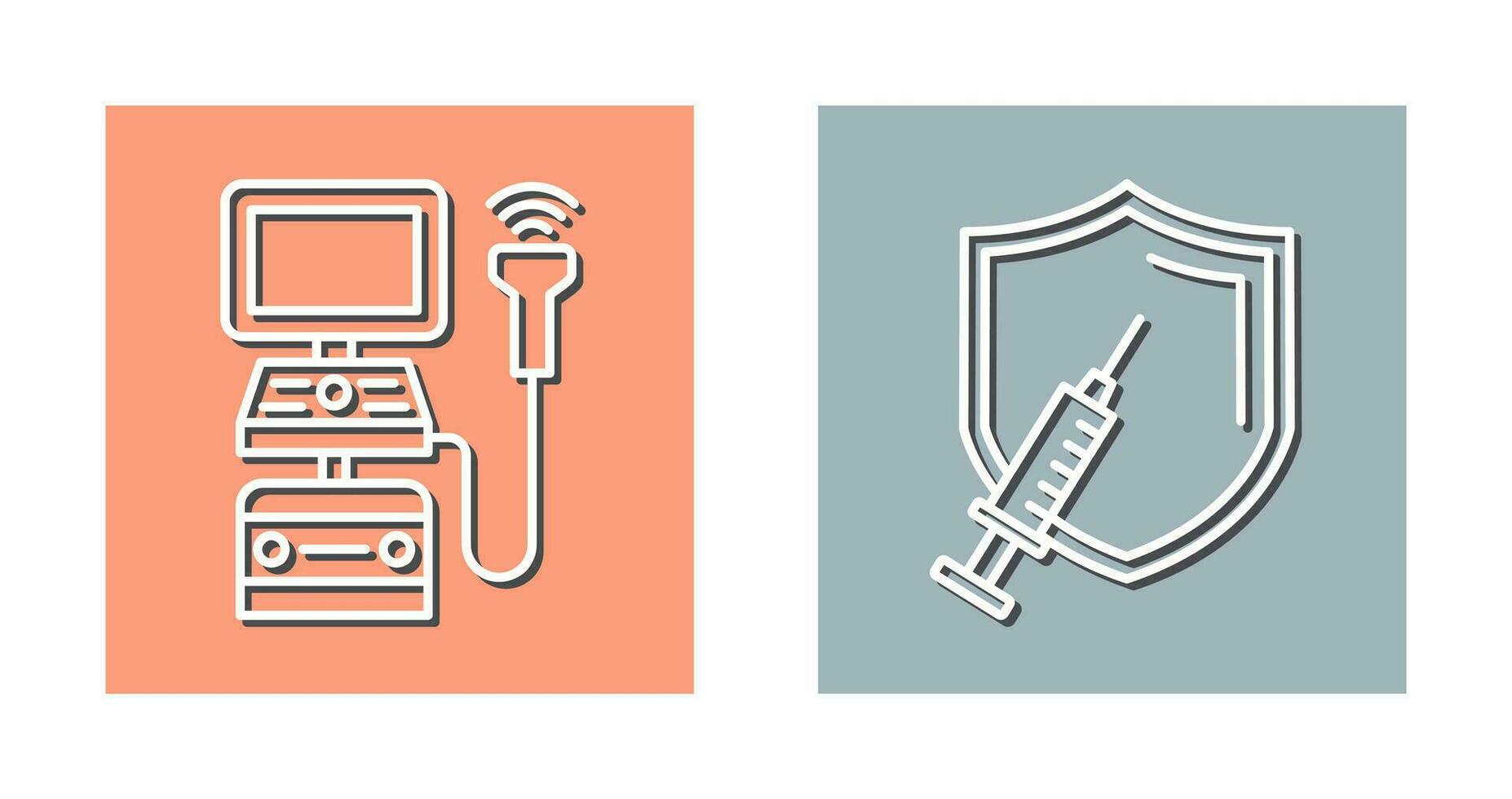 Ultrasound Machine and Vaccination Icon vector