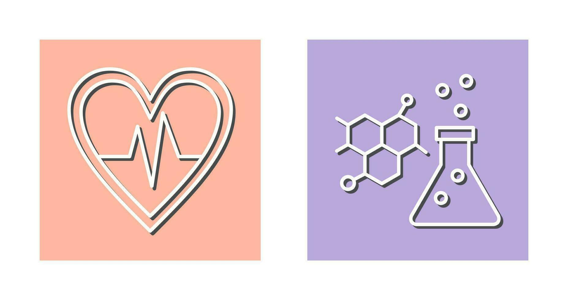 Cardiogram and Chemistry Icon vector