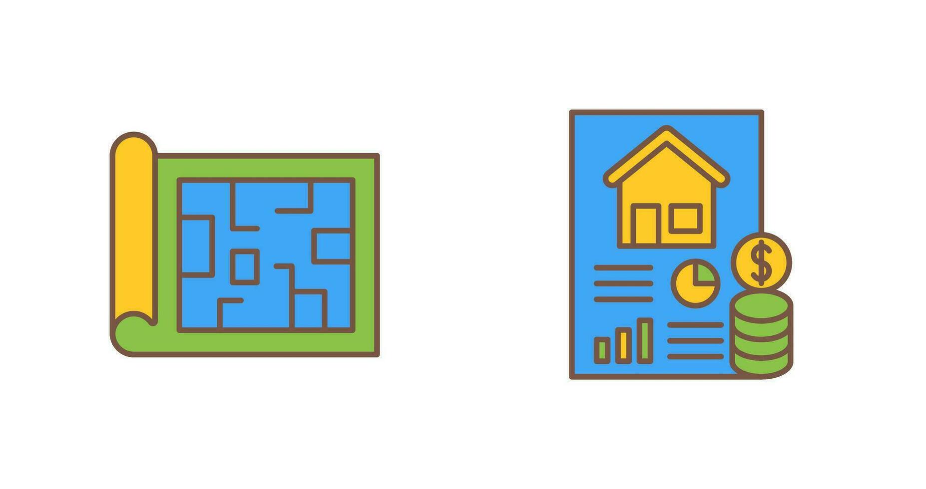 Blueprint and loan Icon vector