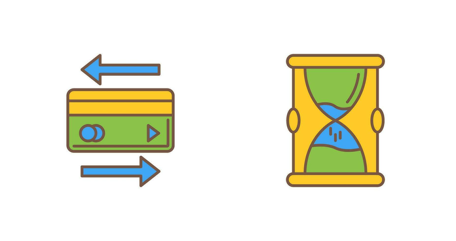 transacción y reloj de arena icono vector