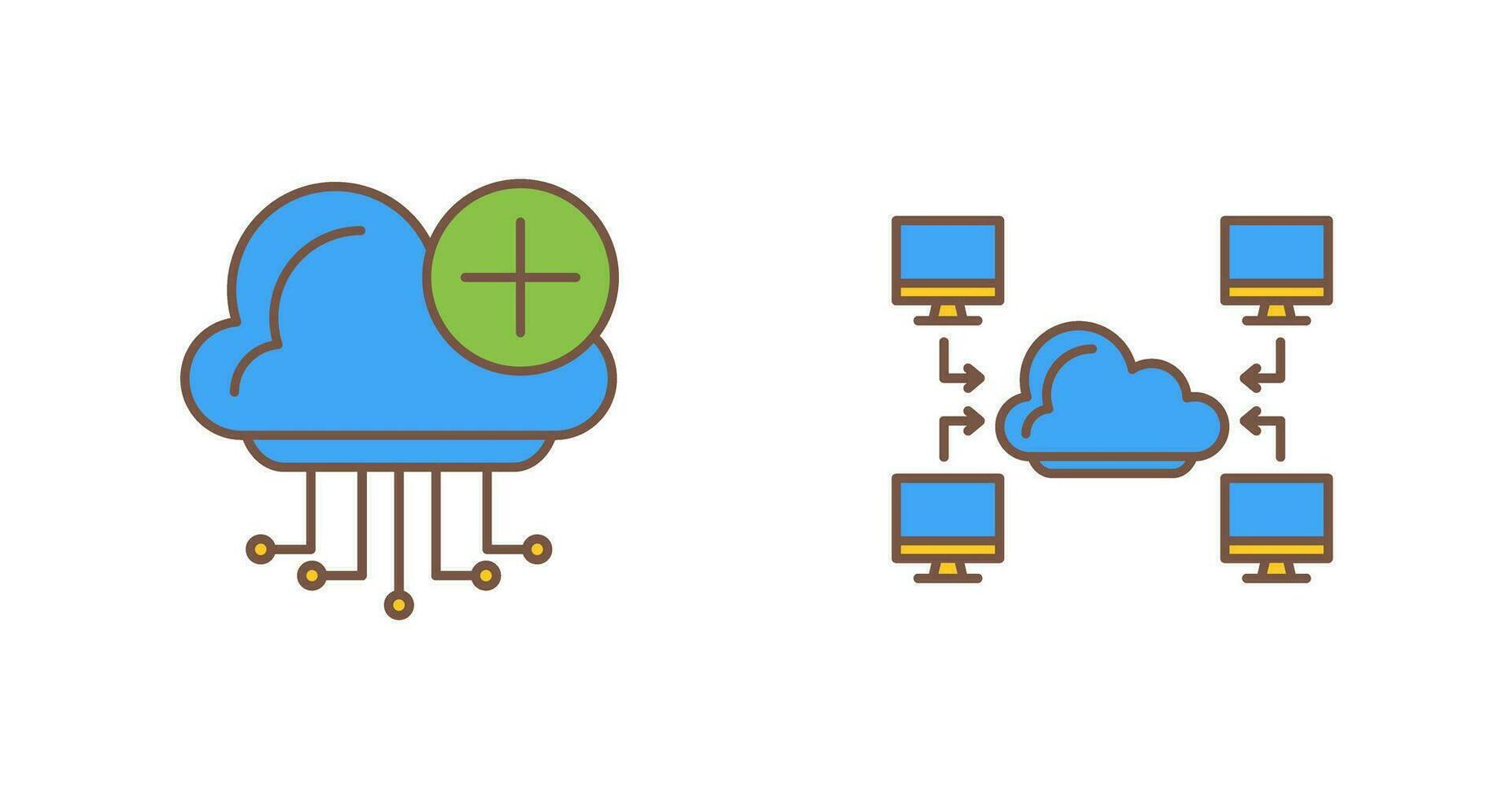 nube informática y computadora icono vector