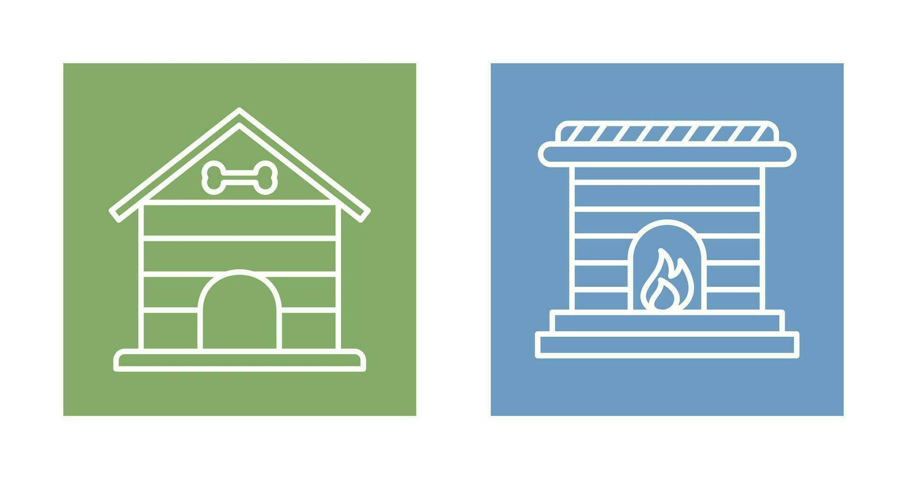 Dog House and Fireplace Icon vector