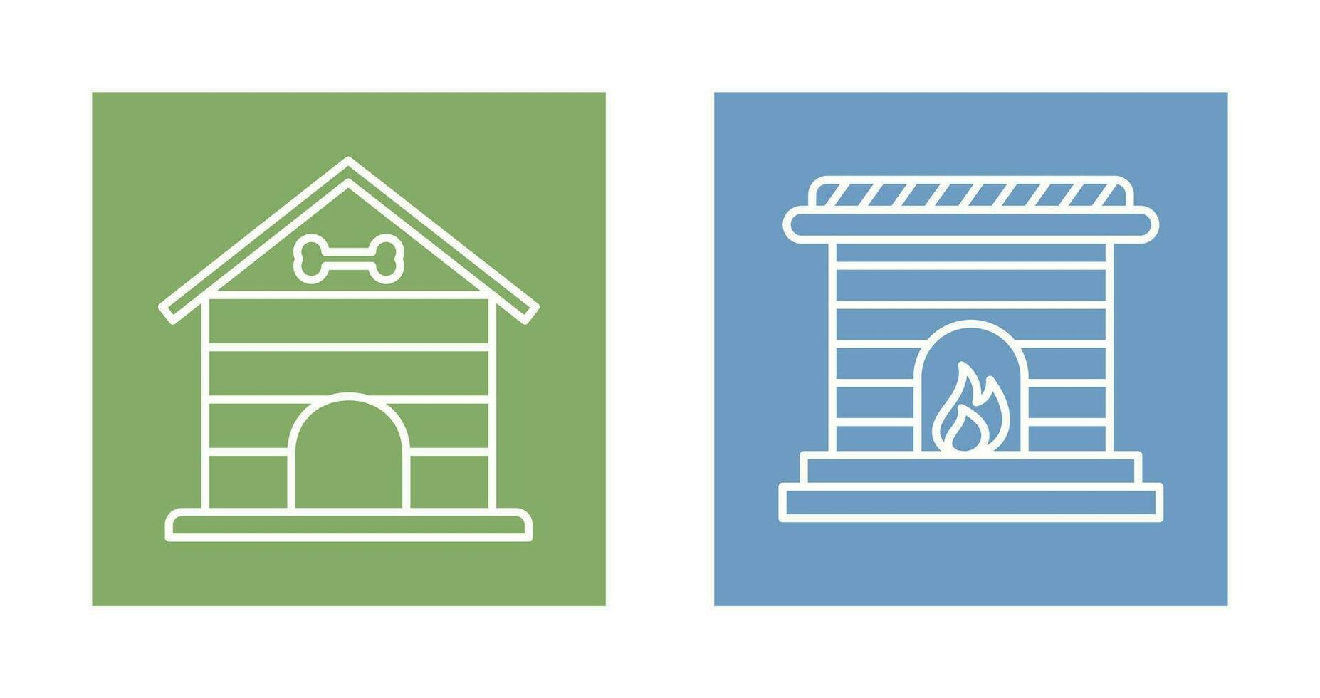 Dog House and Fireplace Icon vector