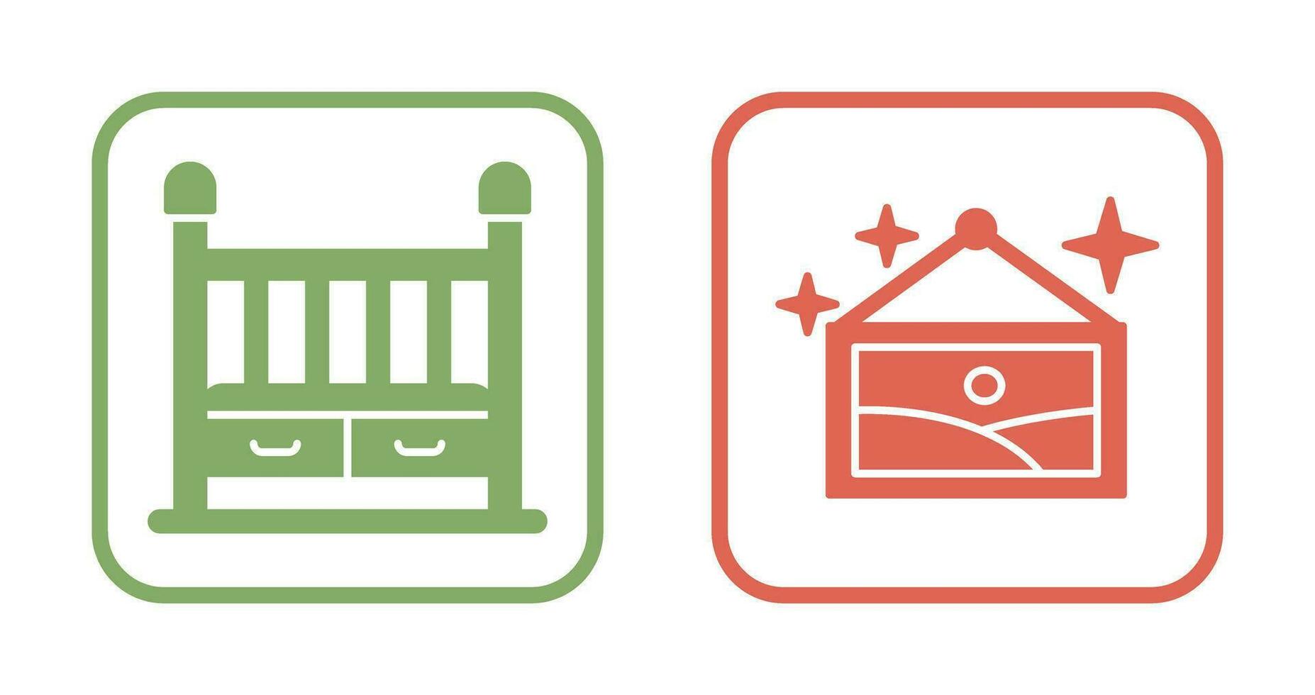 Baby Crib and Picture Icon vector