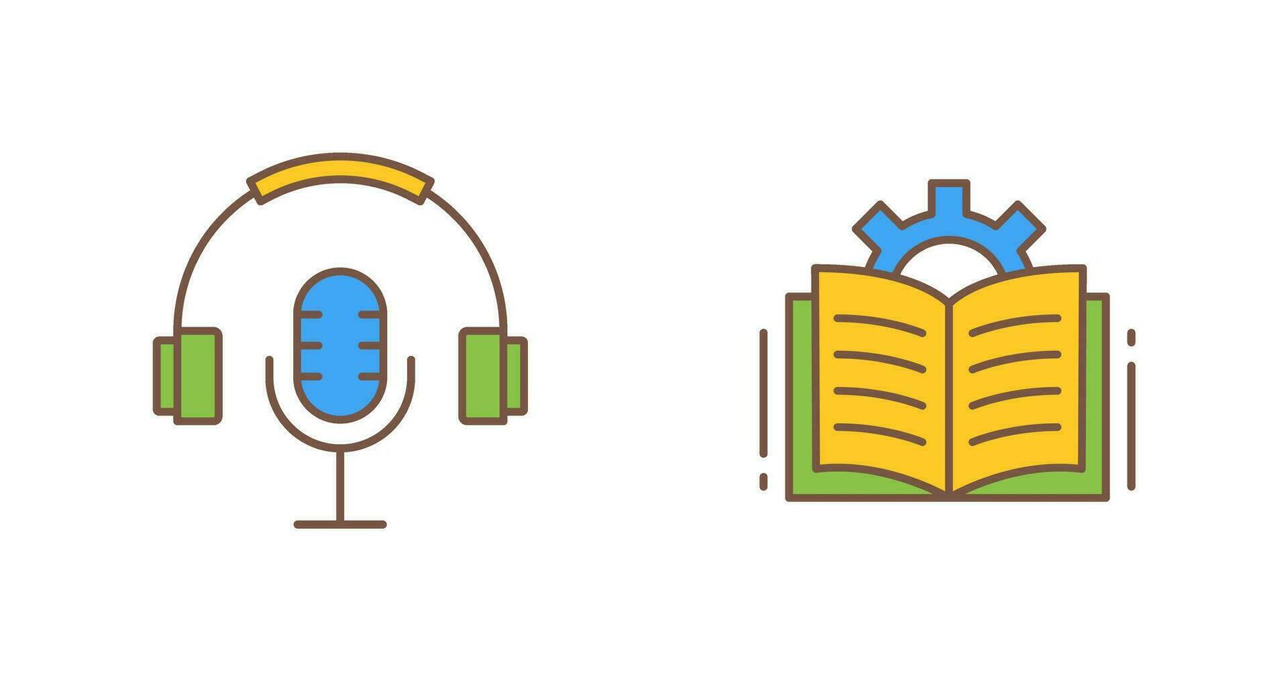 Podcast and Open Book Icon vector