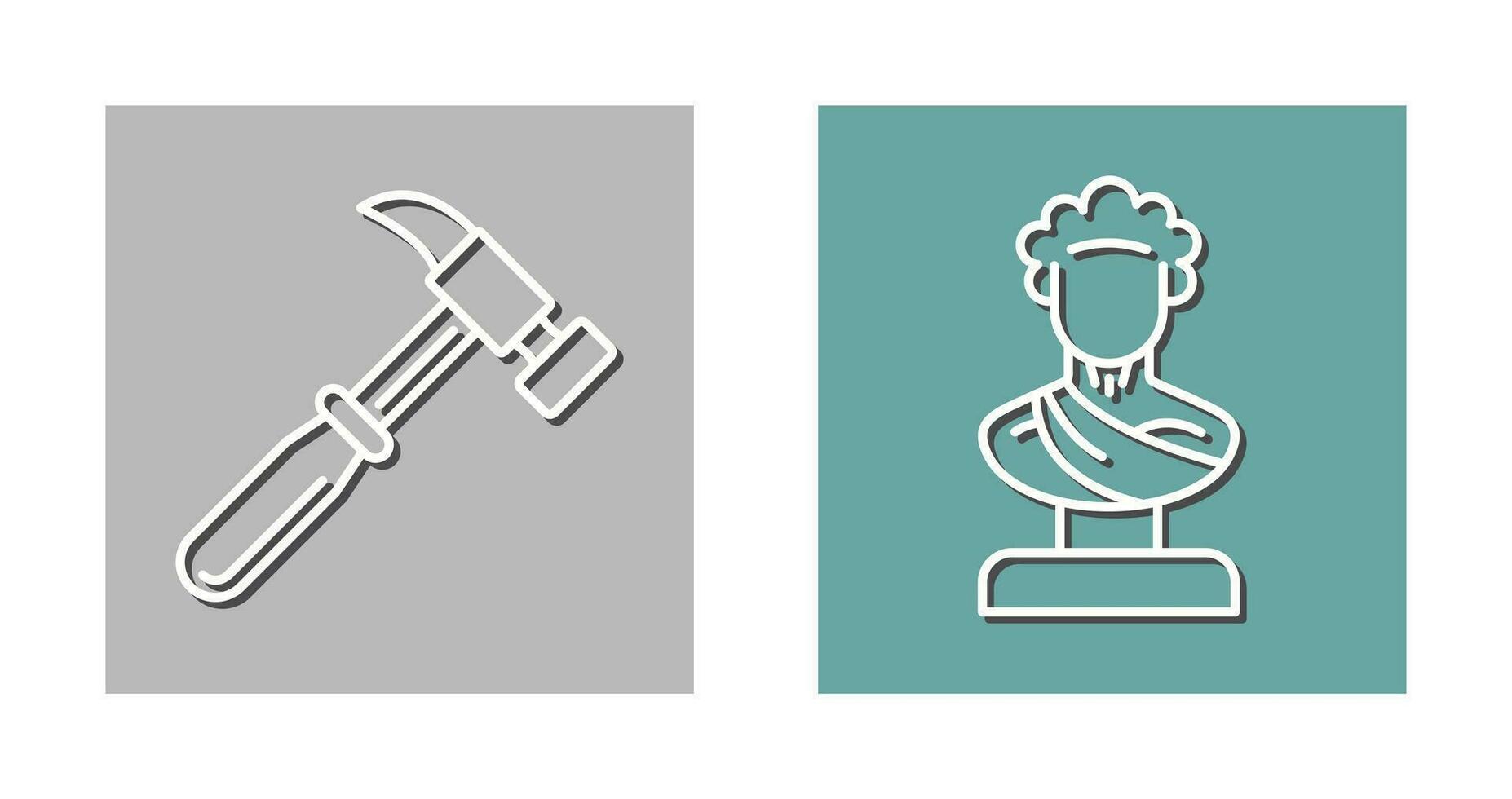 martillo y estatua icono vector