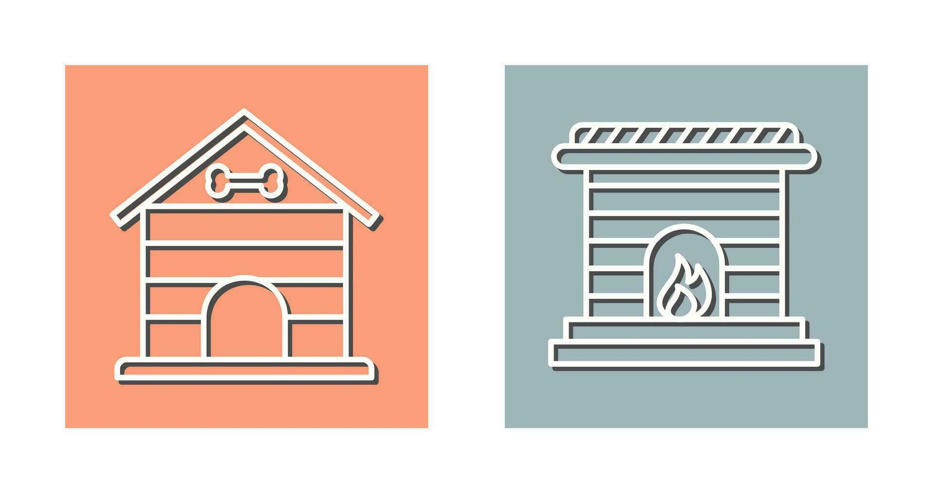 Dog House and Fireplace Icon vector