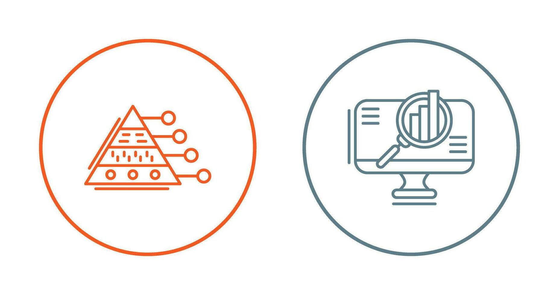 Pyramid Graph and Search Icon vector