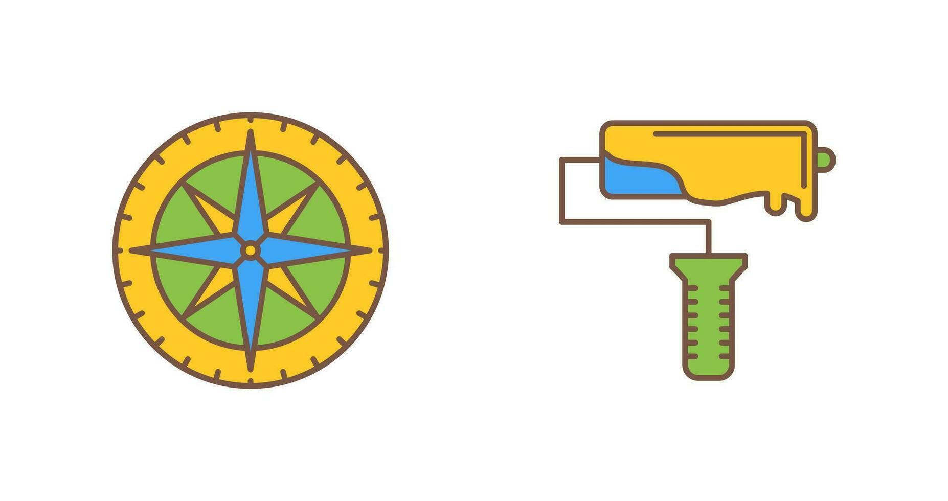 Compass and Roller Icon vector