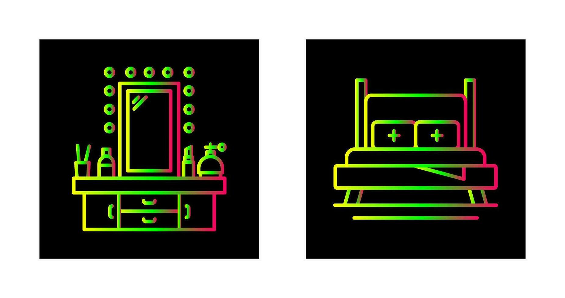 Dressing Table and Bed Icon vector