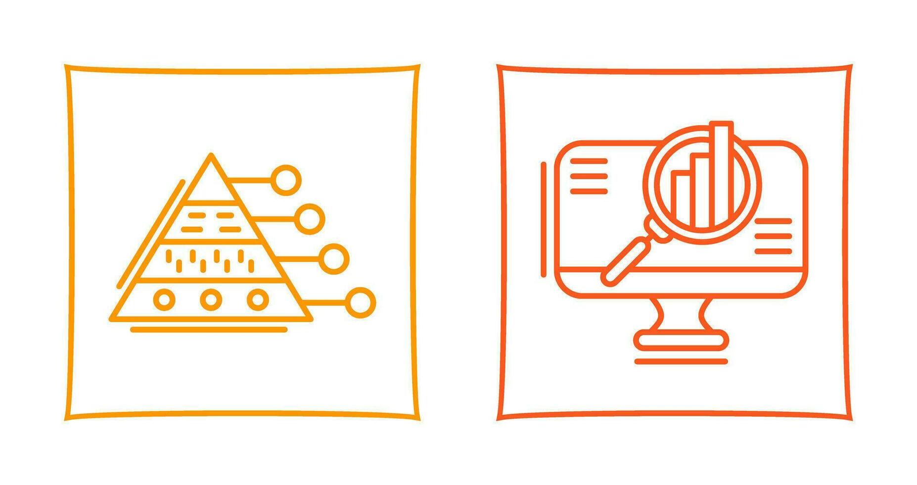 Pyramid Graph and Search Icon vector