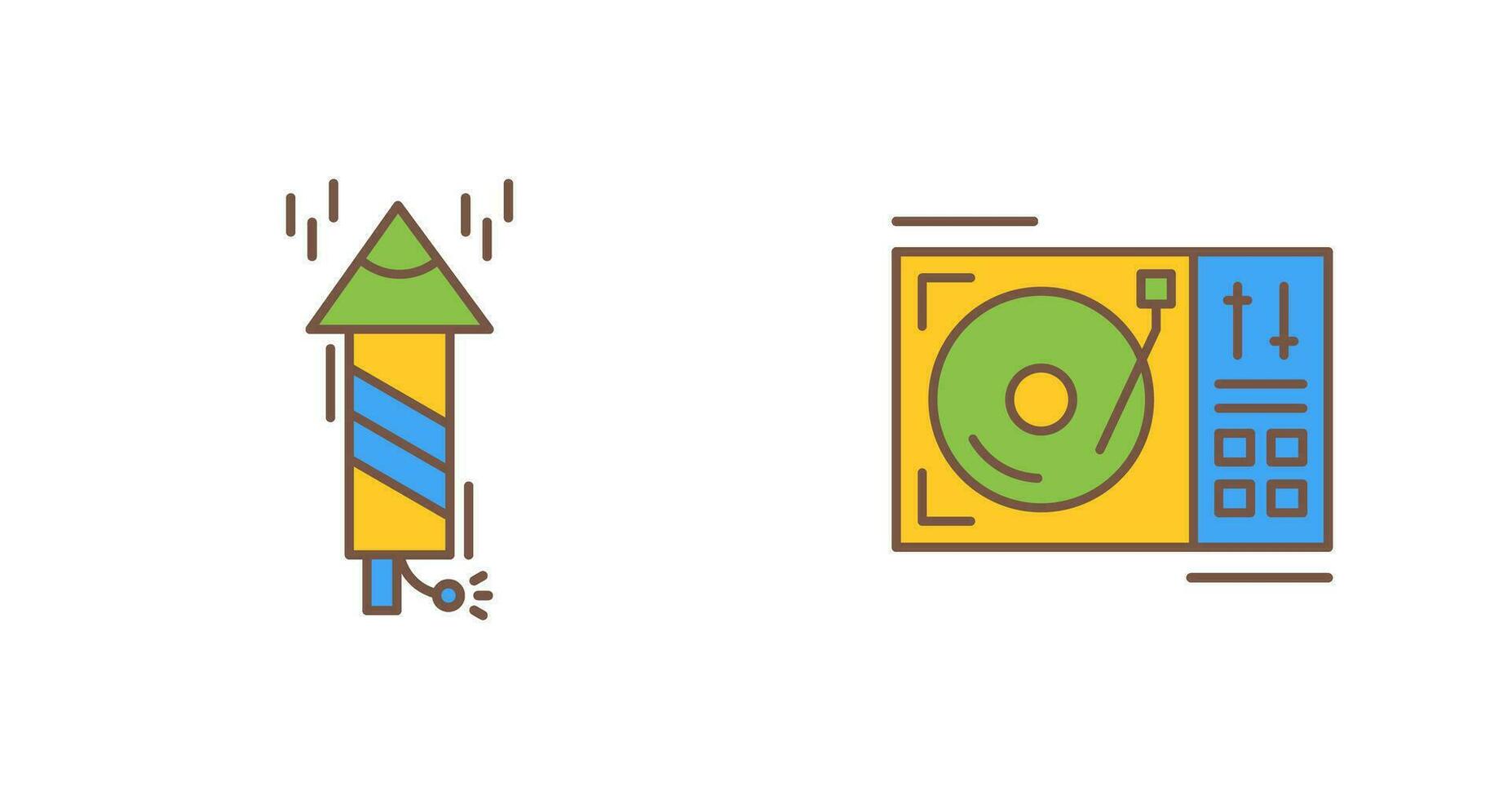 Firworks and Turntable Icon vector