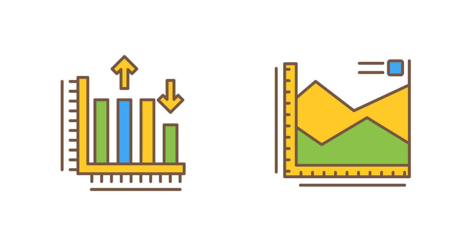 Spline Chart and Bar Graph Icon vector