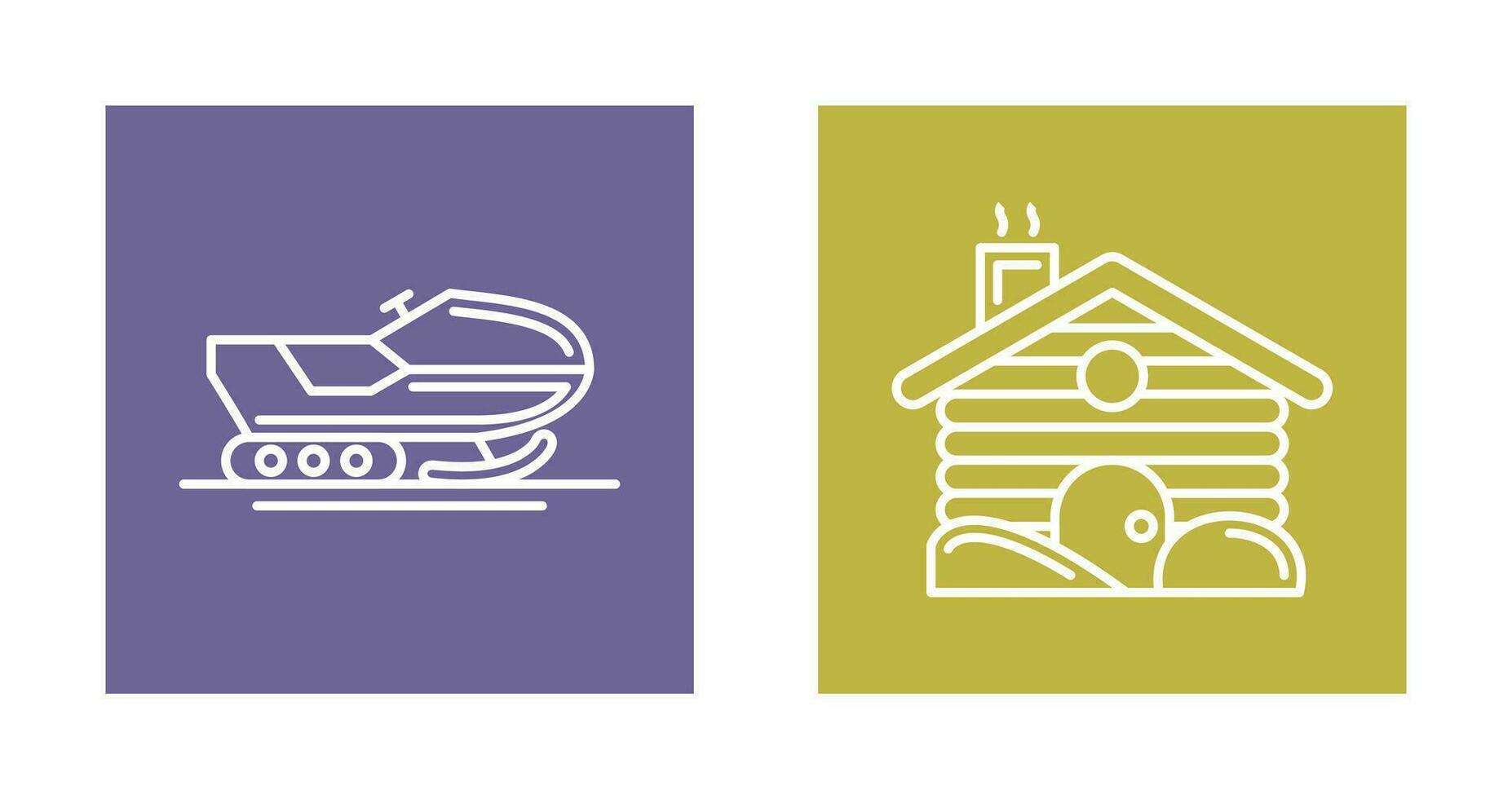 Snowmobile and Cabin Icon vector