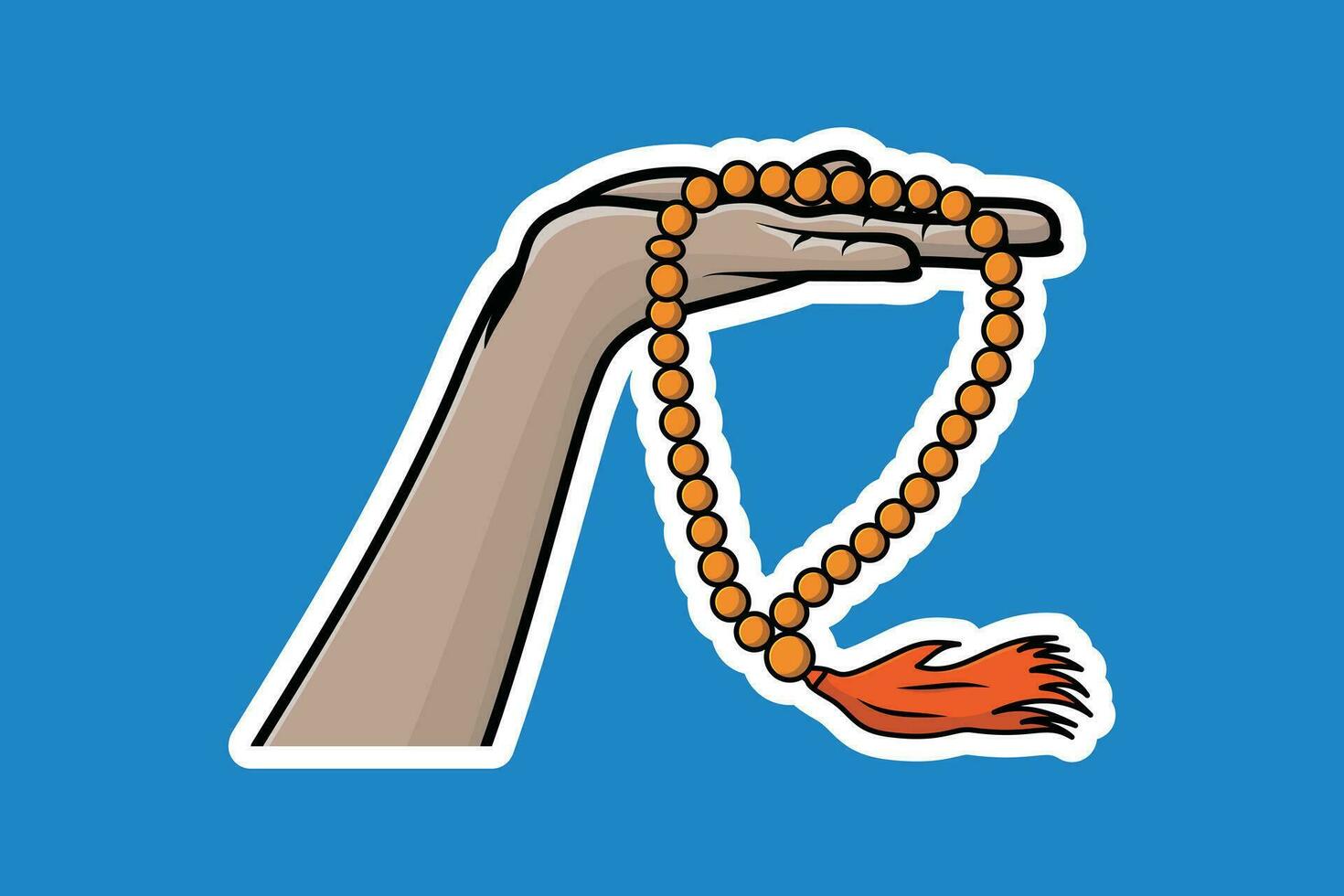 Ramadan Kareem zakat giving charity to people Sticker design vector illustration. Ramadan icon concept. Ramadan Mubarak Zakat hand giving money sticker design logo.