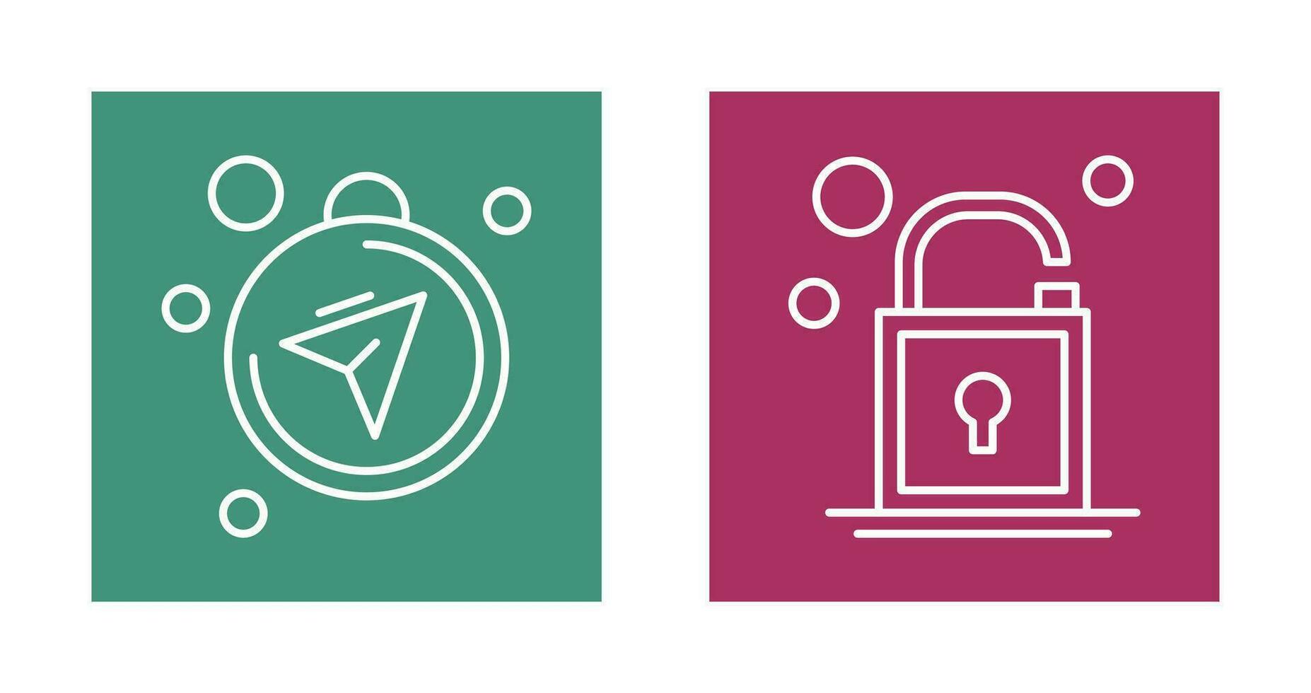 Compass and Open Lock Icon vector