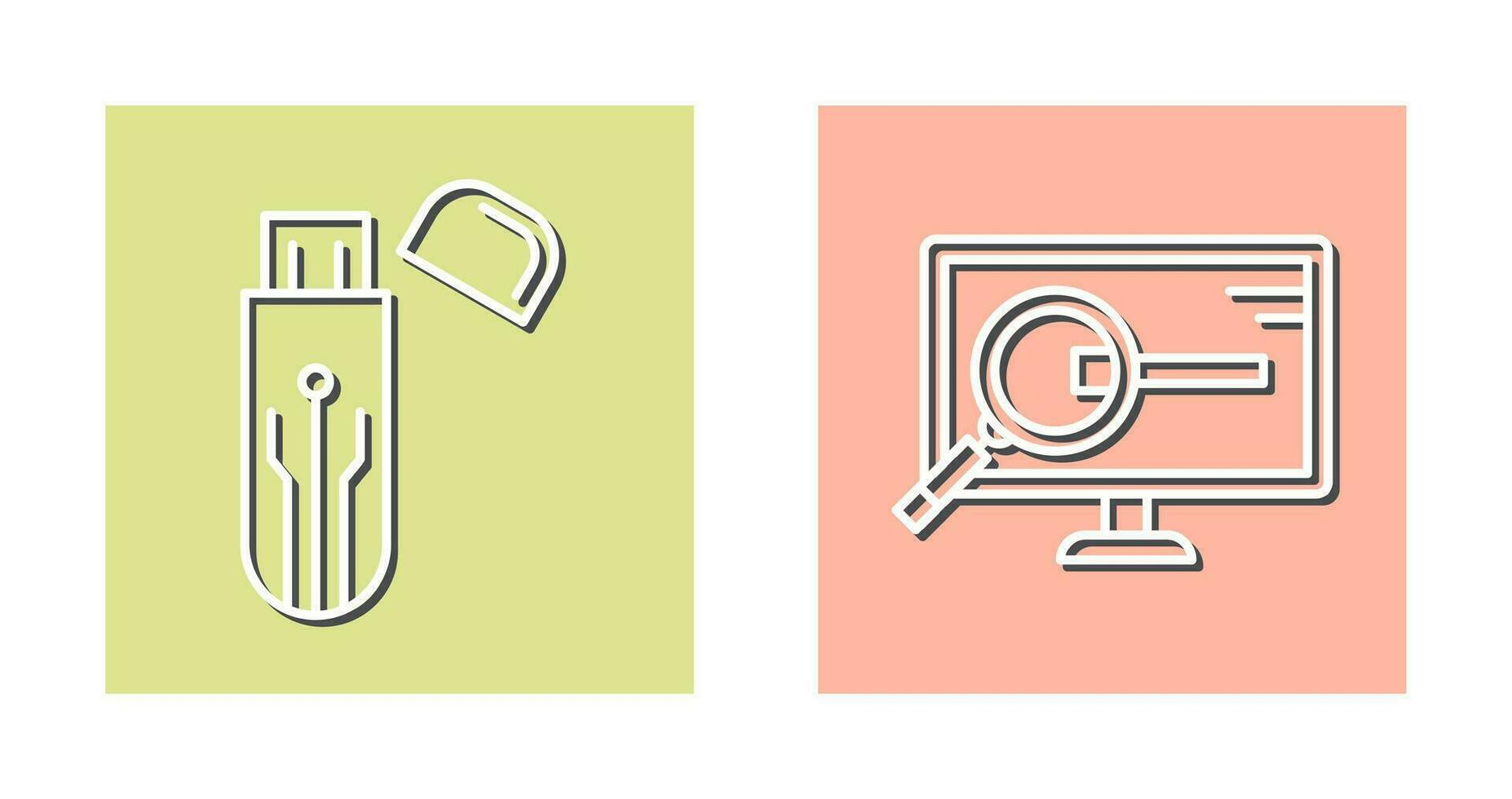 Usb and Search Icon vector