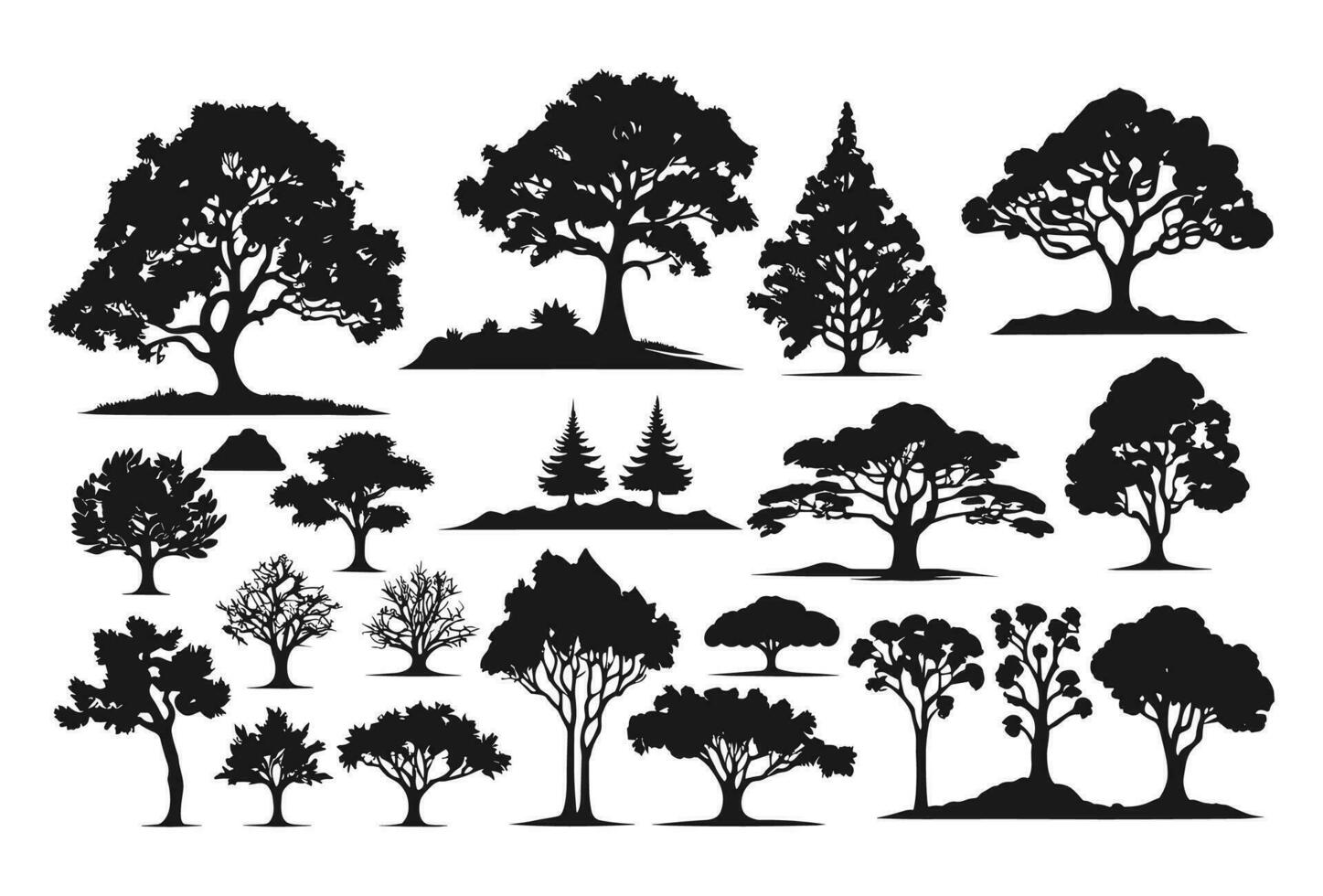 Free vector silhouette trees vector set