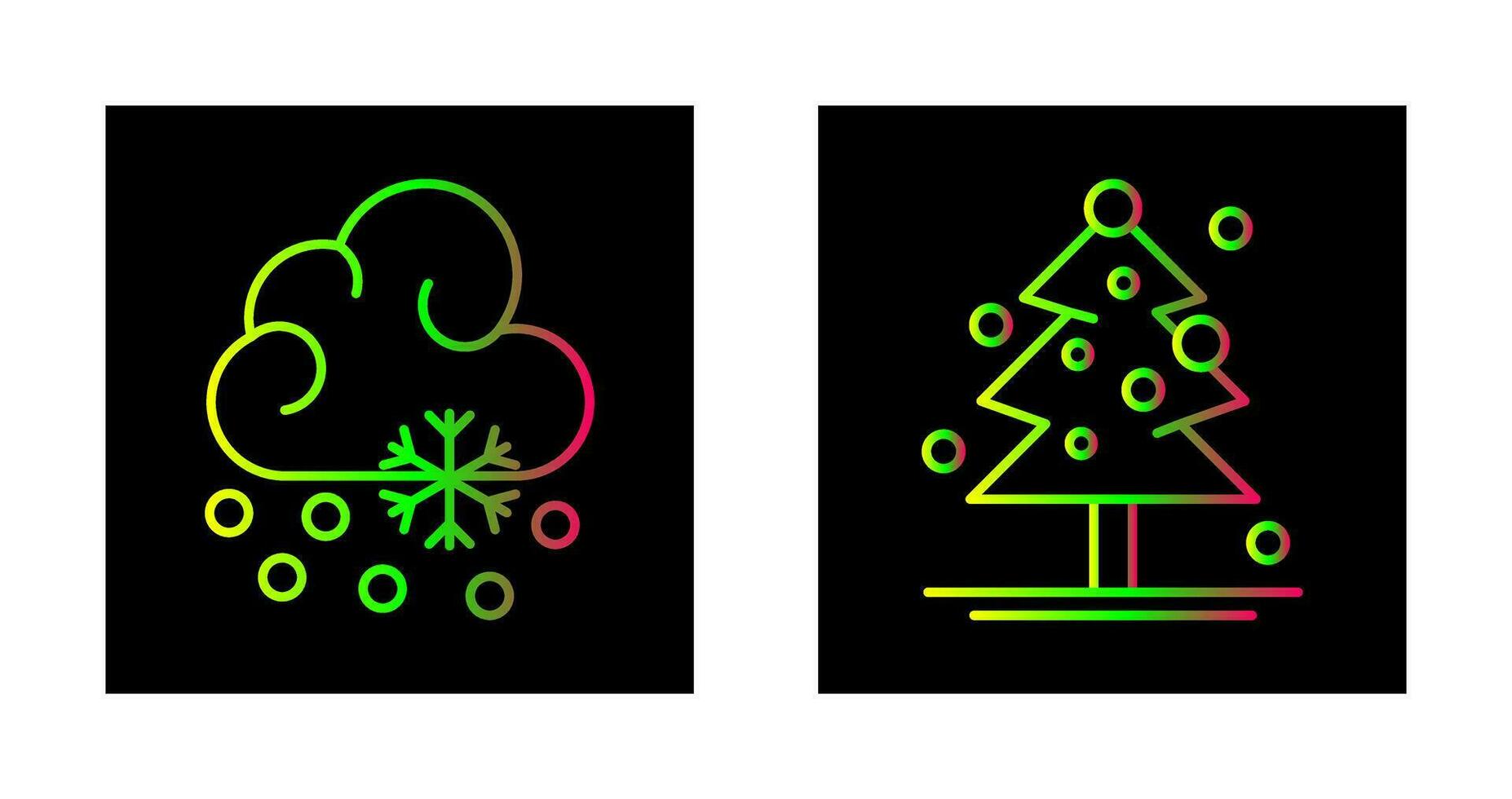 Snow Fall and Christmas Tree Icon vector