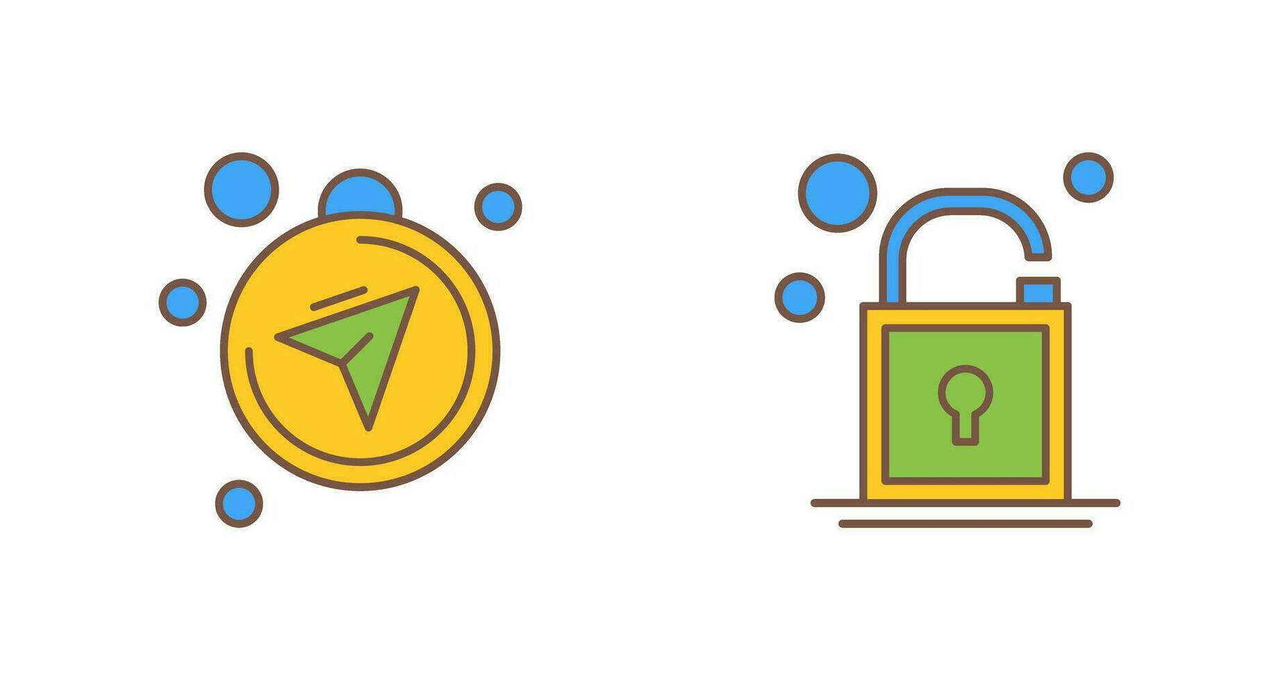 Compass and Open Lock Icon vector
