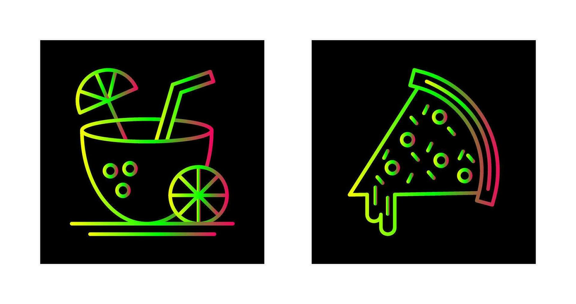 Pizza Slice and Coconut Drink Icon vector