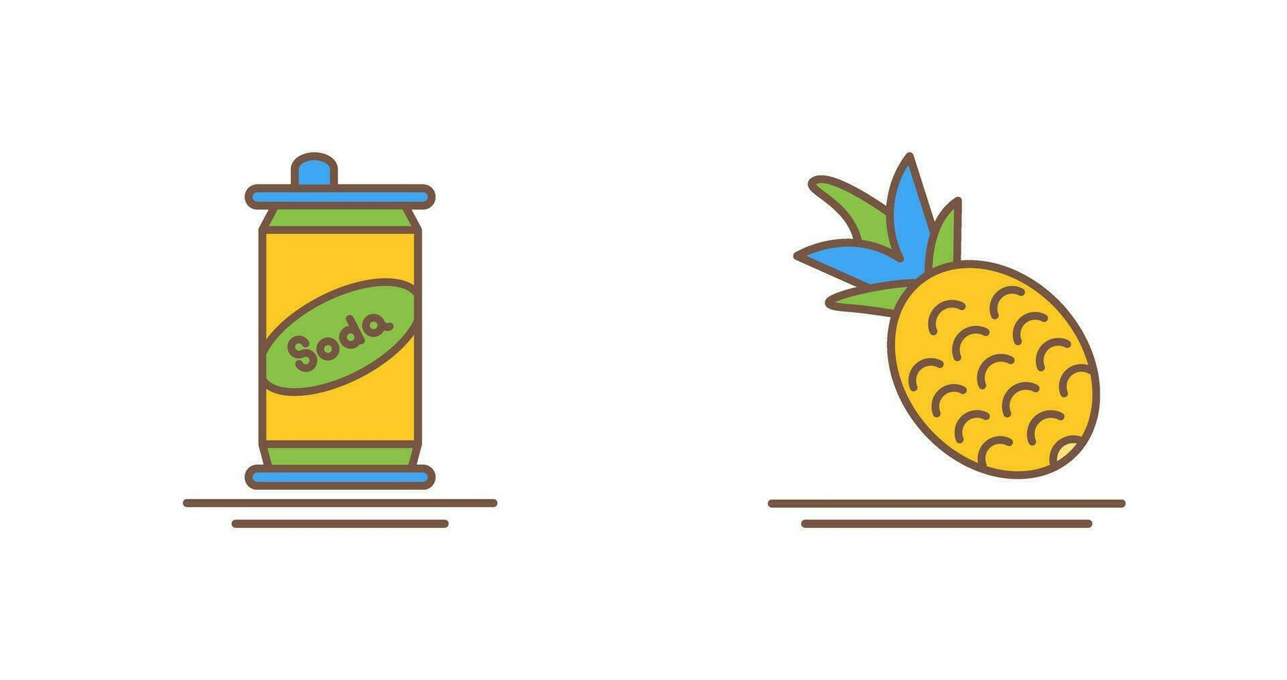 soda lata y piña icono vector