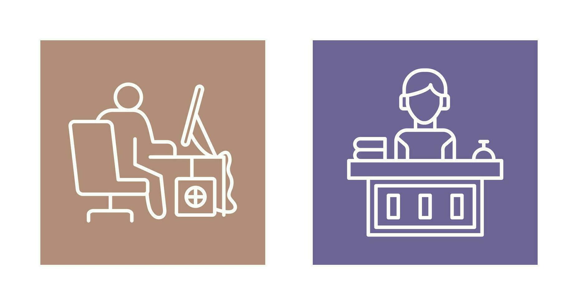 Computer Worker and Office Reception Icon vector