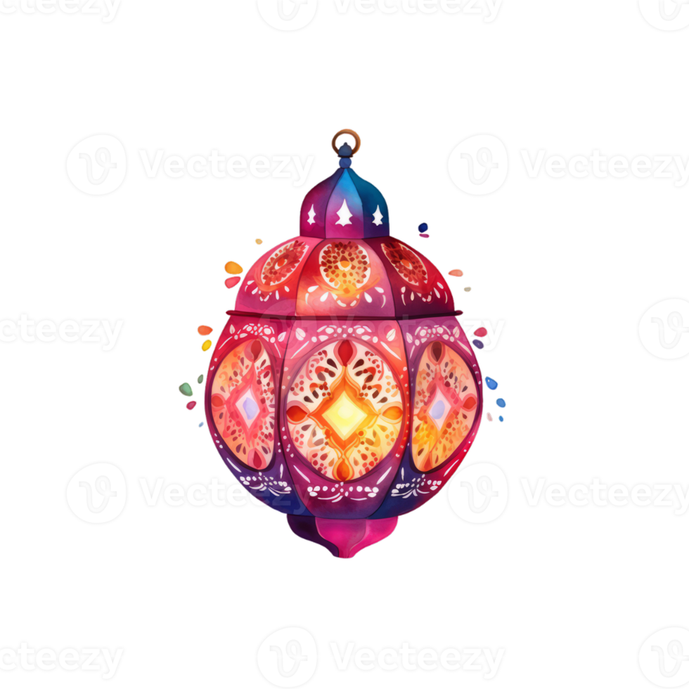 Colorful watercolor diwali lantern Generative Ai png