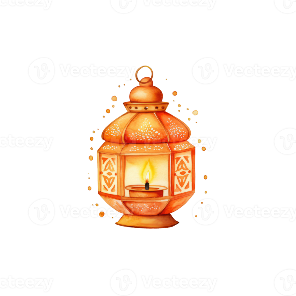 Colorful watercolor diwali lantern Generative Ai png