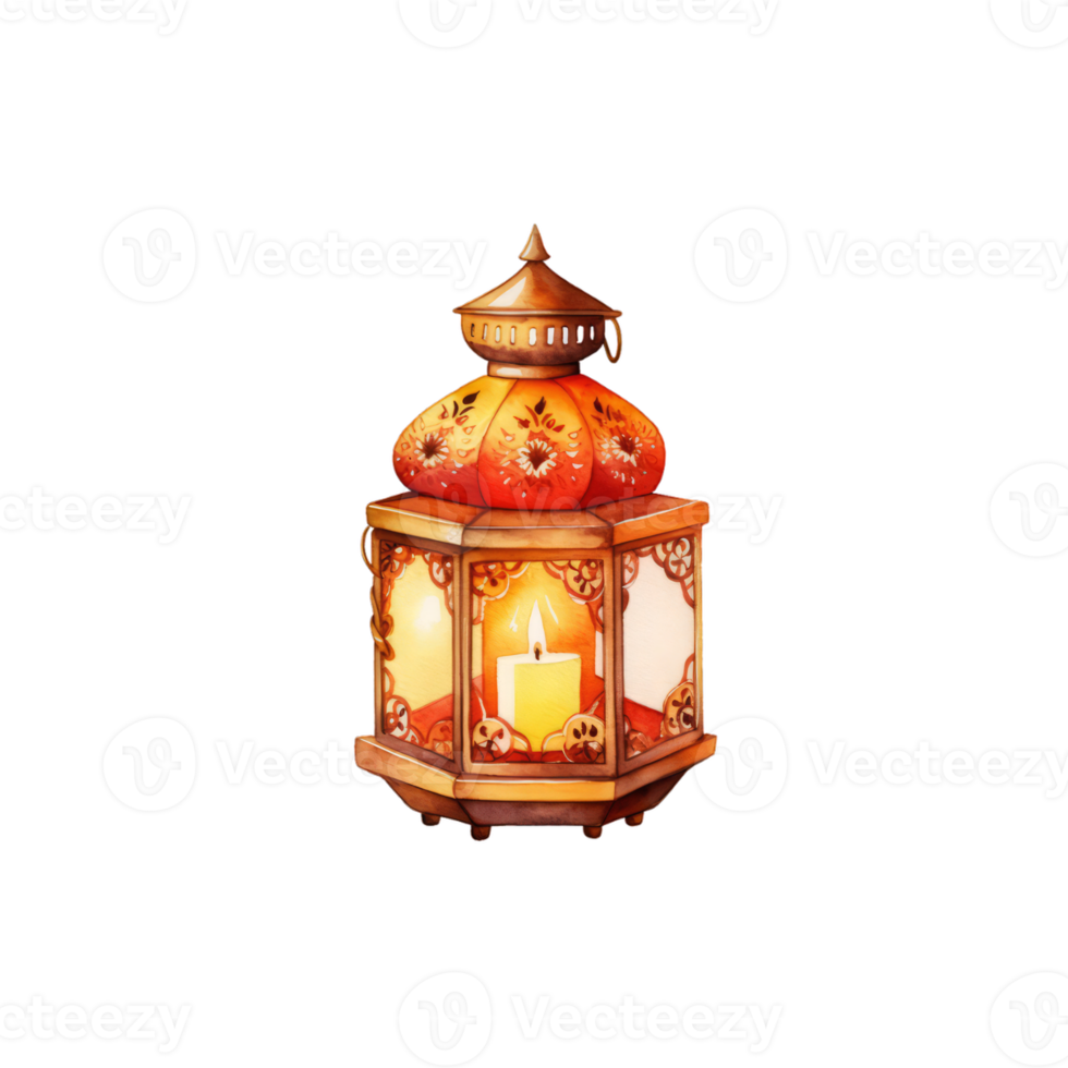 Colorful watercolor diwali lantern Generative Ai png