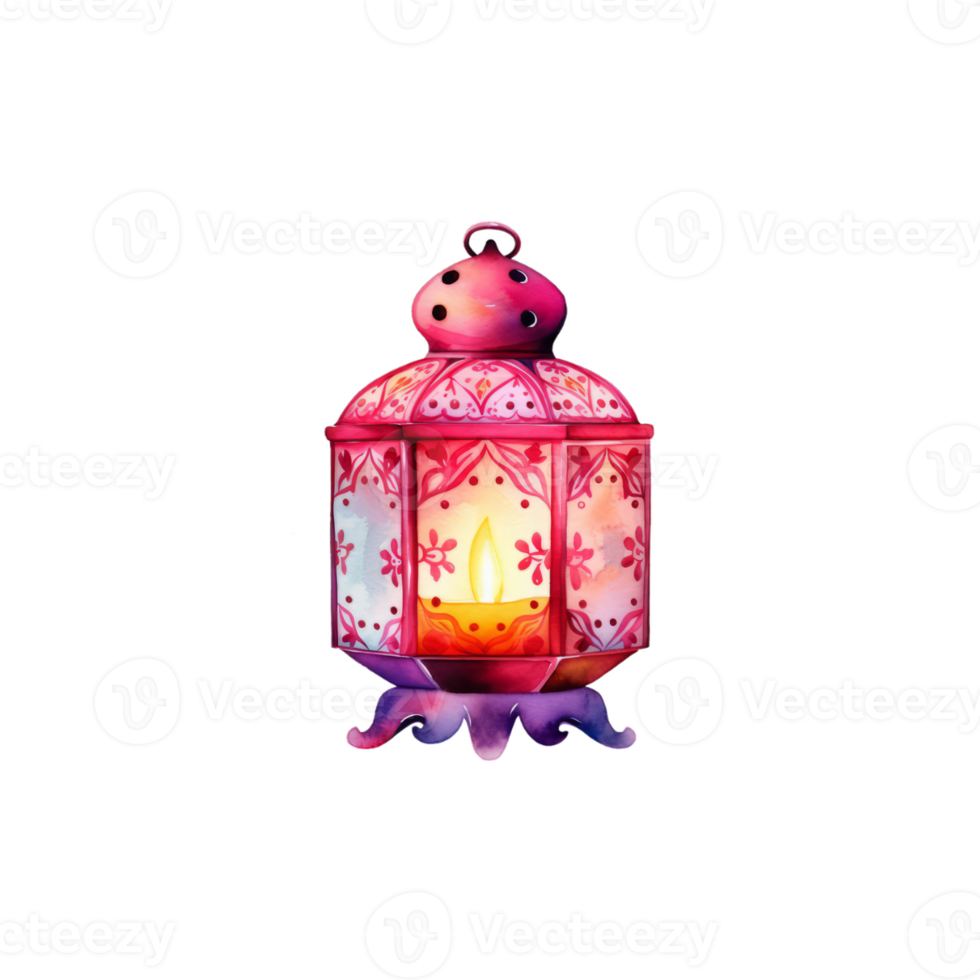 Colorful watercolor diwali lantern Generative Ai png